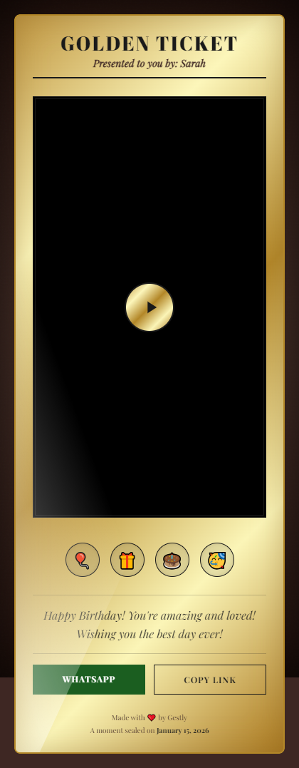 Golden Ticket Unveiling theme preview