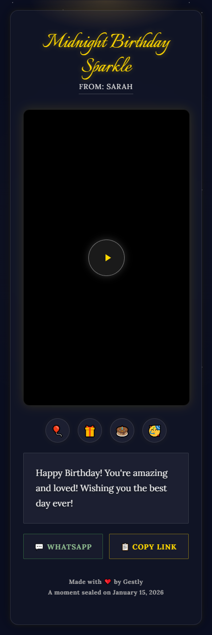 Midnight Birthday Sparkle theme preview