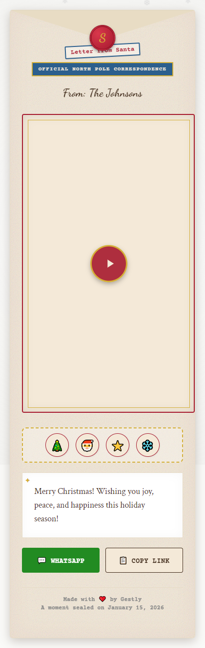 Letter From Santa theme preview