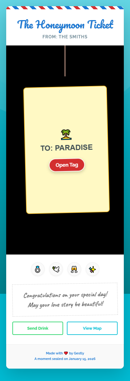 The Honeymoon Ticket theme preview
